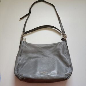 Coach Shoulder Bag F31399 Elle Hobo Grey Pebbled Leather Convertible Purse